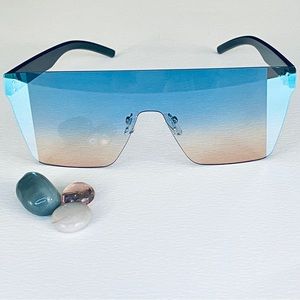 Frameless Two-tone Visor Sunglasses